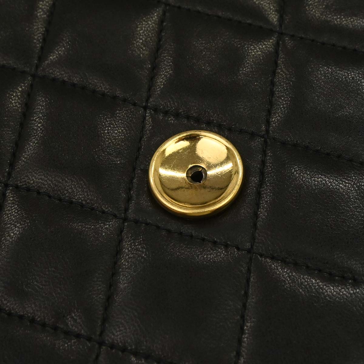 Chanel 1991-1994 Black Lambskin Pushlock Small Half Flap Shoulder Bag
