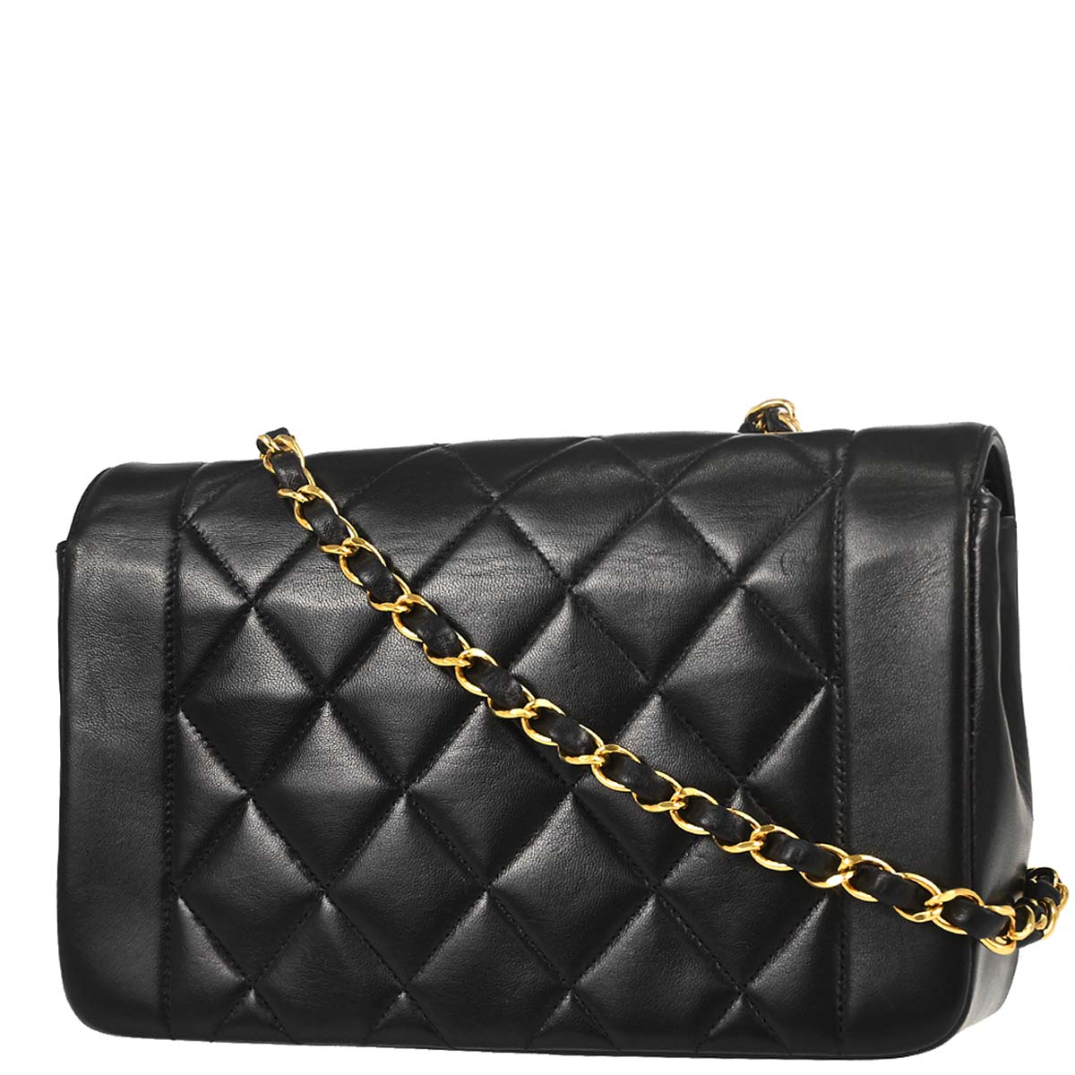 Chanel 1994-1996 Black Lambskin Small Diana Shoulder Bag