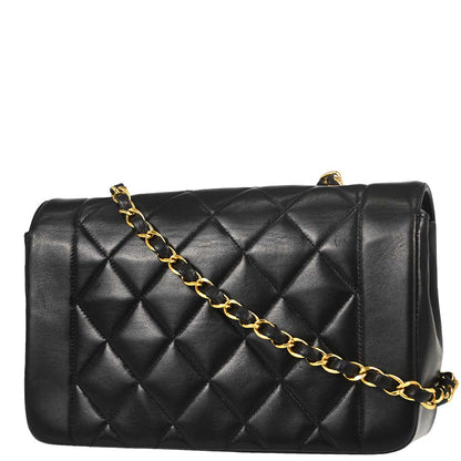 Chanel 1994-1996 Black Lambskin Small Diana Shoulder Bag