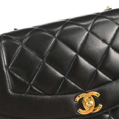 Chanel 1994-1996 Black Lambskin Small Diana Shoulder Bag