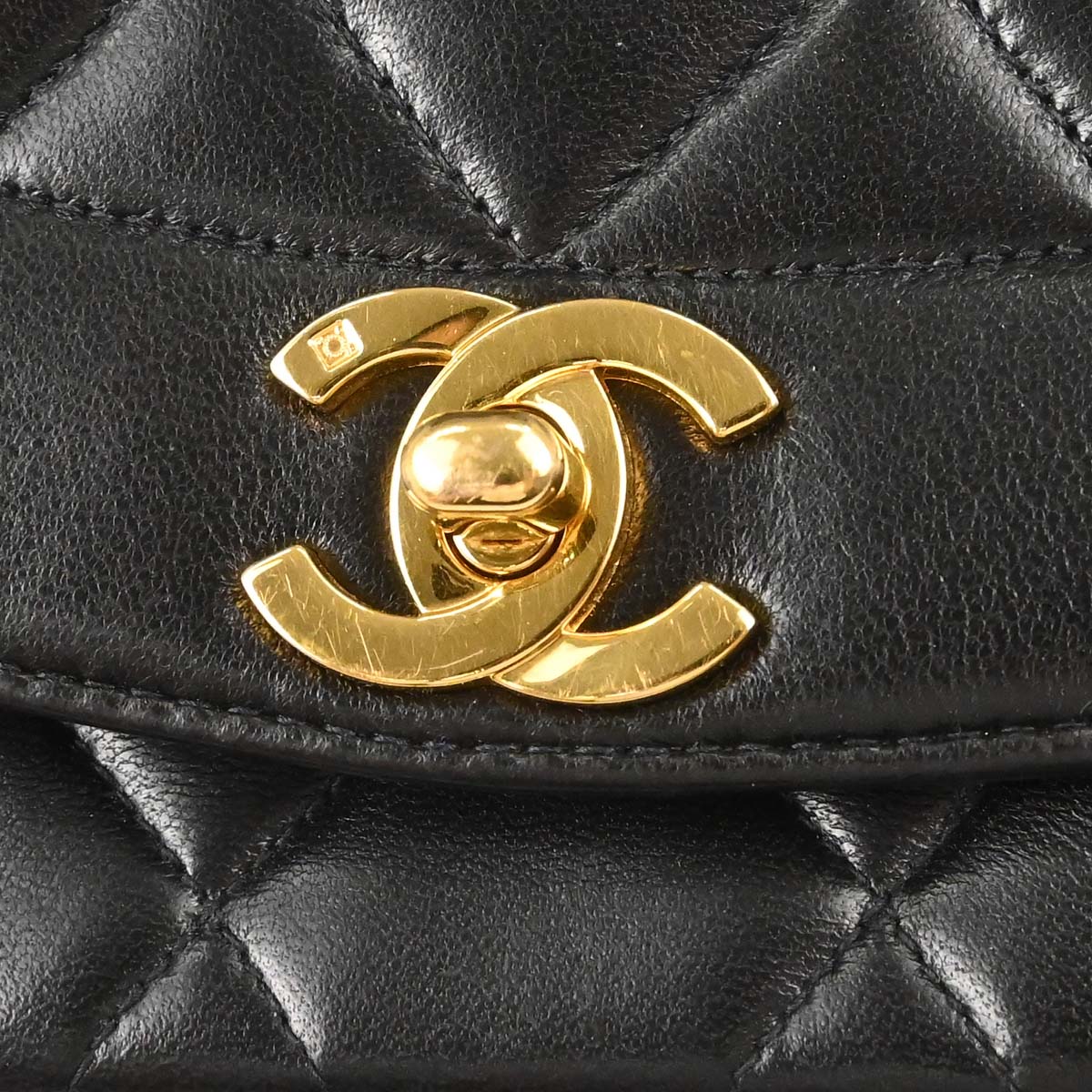 Chanel 1994-1996 Black Lambskin Small Diana Shoulder Bag
