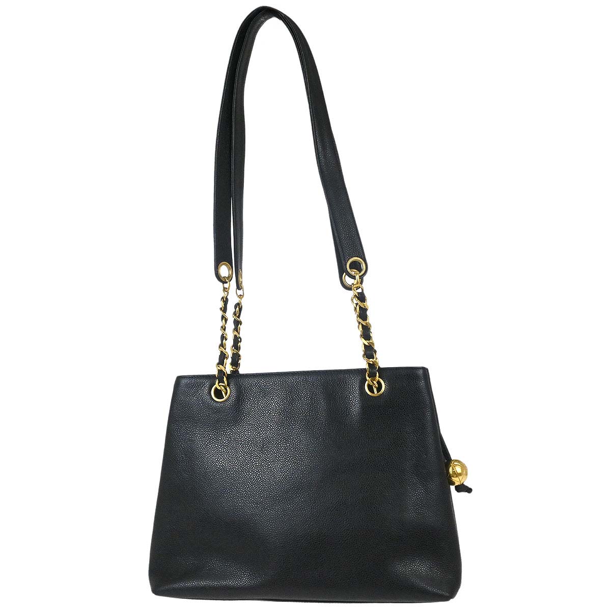 Chanel 1994-1996 Black Caviar Skin Shoulder Tote Bag