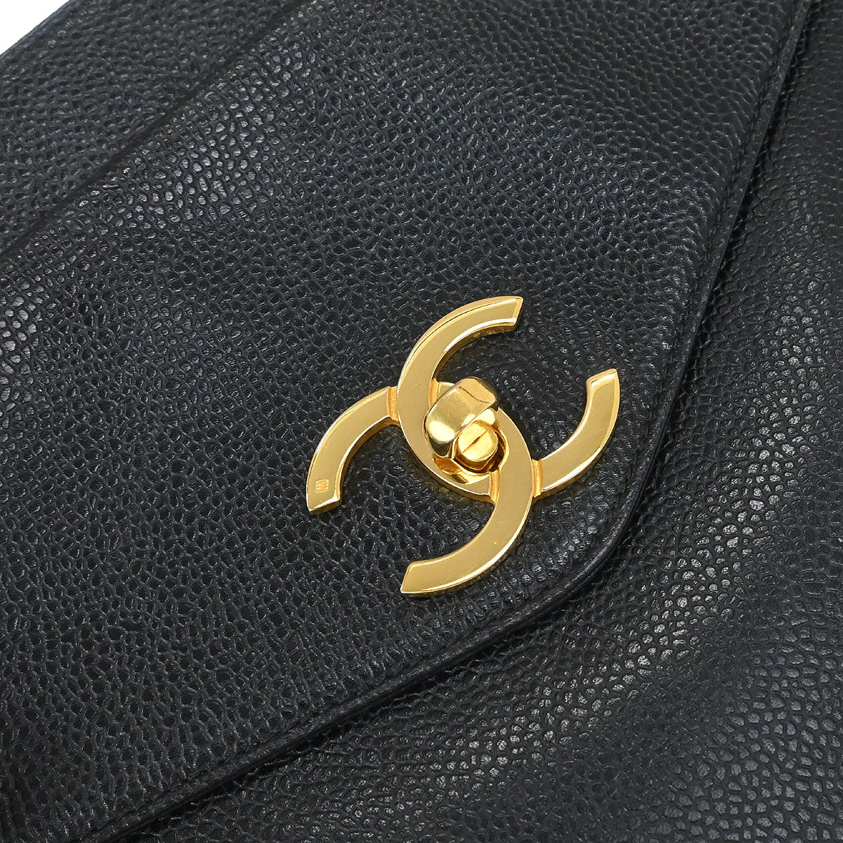 Chanel 1994-1996 Black Caviar Skin Shoulder Tote Bag
