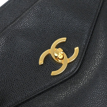Chanel 1994-1996 Black Caviar Skin Shoulder Tote Bag