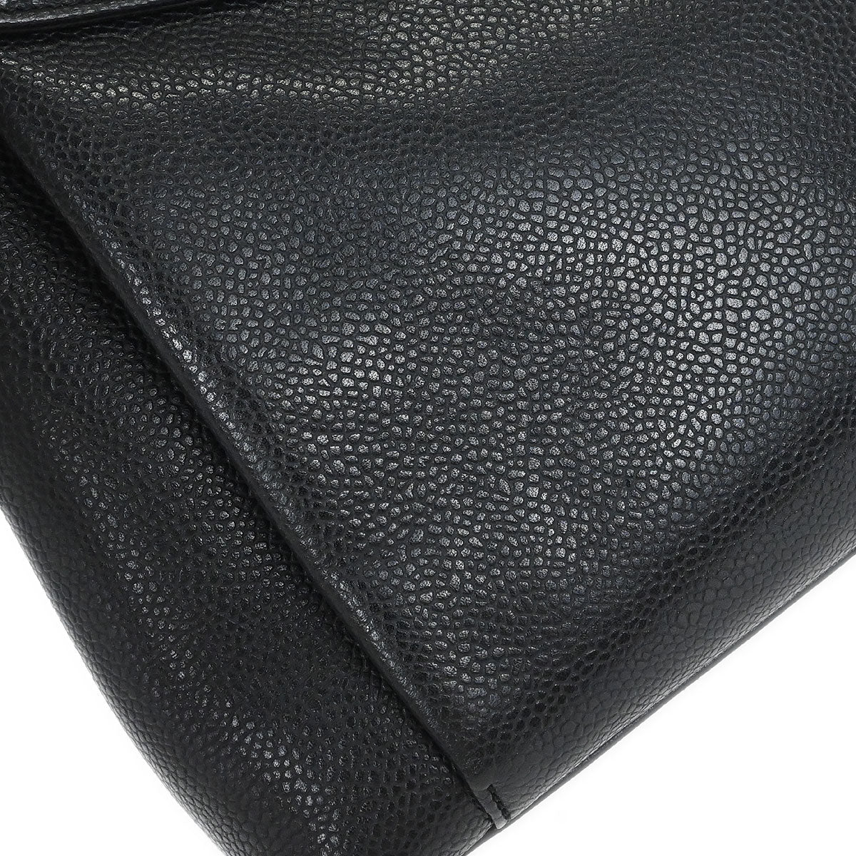 Chanel 1994-1996 Black Caviar Skin Shoulder Tote Bag