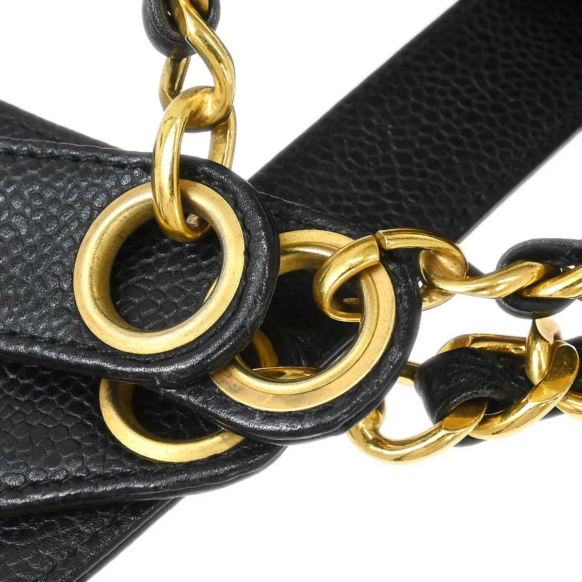 Chanel 1994-1996 Black Caviar Skin Shoulder Tote Bag