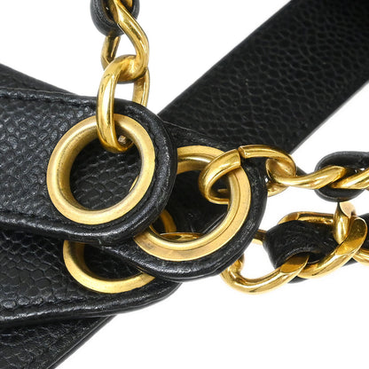 Chanel 1994-1996 Black Caviar Skin Shoulder Tote Bag