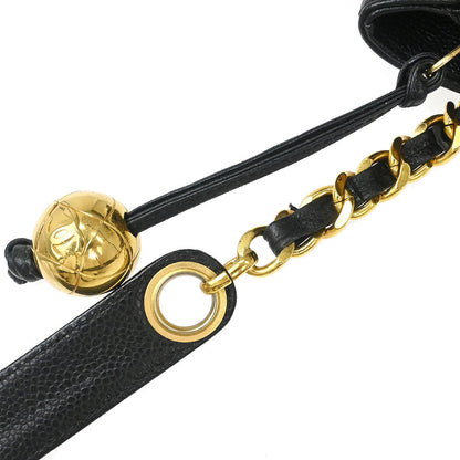 Chanel 1994-1996 Black Caviar Skin Shoulder Tote Bag