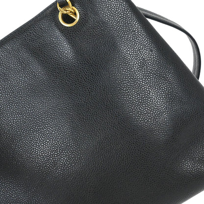 Chanel 1994-1996 Black Caviar Skin Shoulder Tote Bag