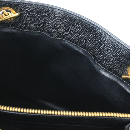 Chanel 1994-1996 Black Caviar Skin Shoulder Tote Bag