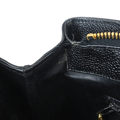 Chanel 1994-1996 Black Caviar Skin Shoulder Tote Bag