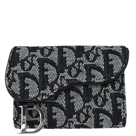 Christian Dior Black Trotter Saddle Trifold Wallet
