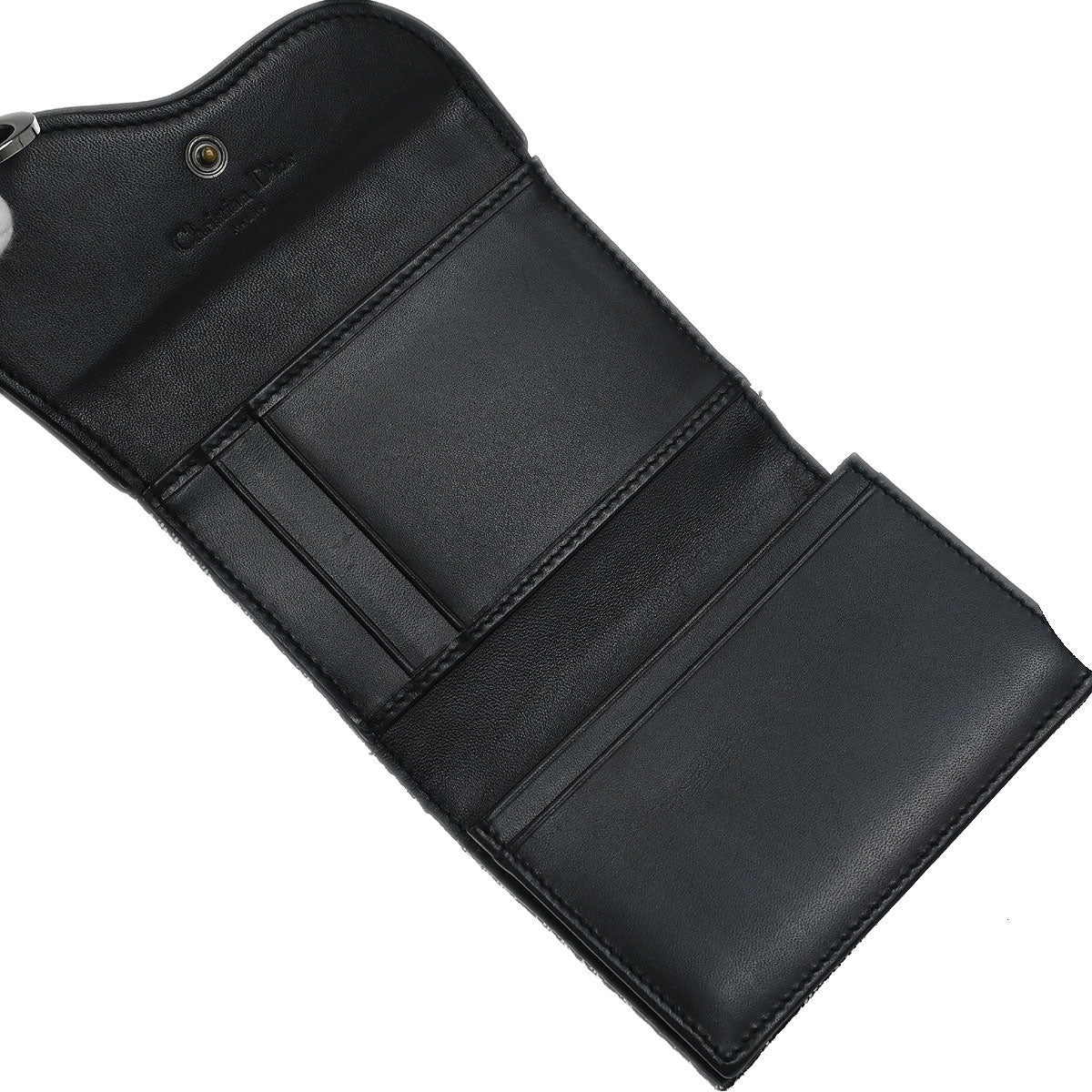 Christian Dior Black Trotter Saddle Trifold Wallet