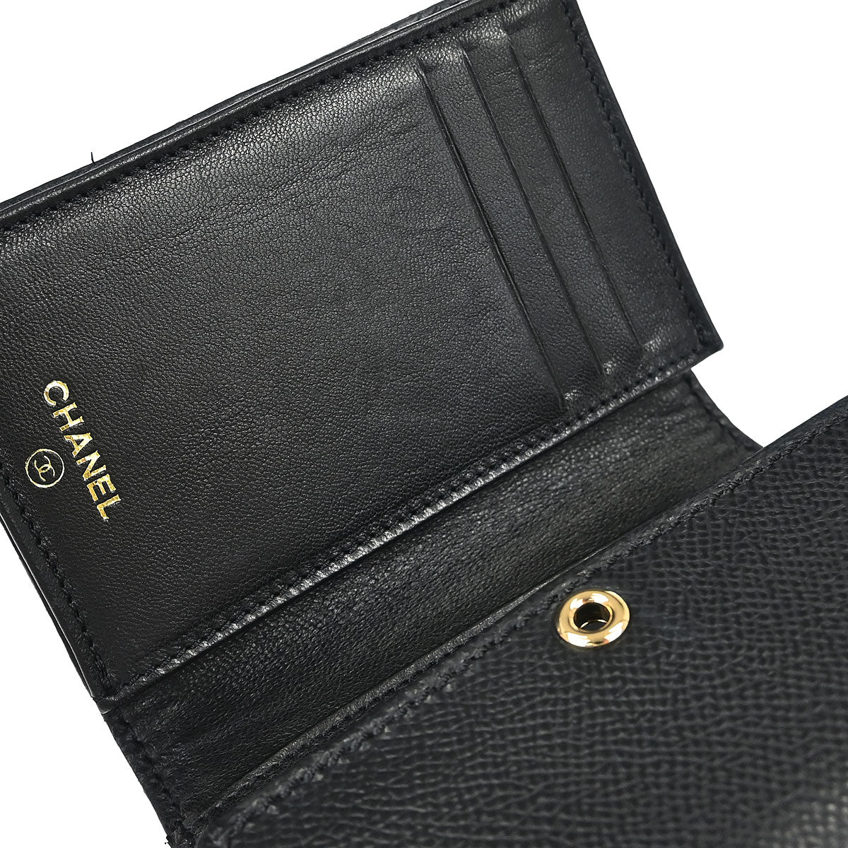 Chanel 1997-1999 Black Caviar Skin Trifold Cardholder – AMORE