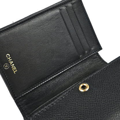 Chanel 1997-1999 Black Caviar Skin Trifold Cardholder