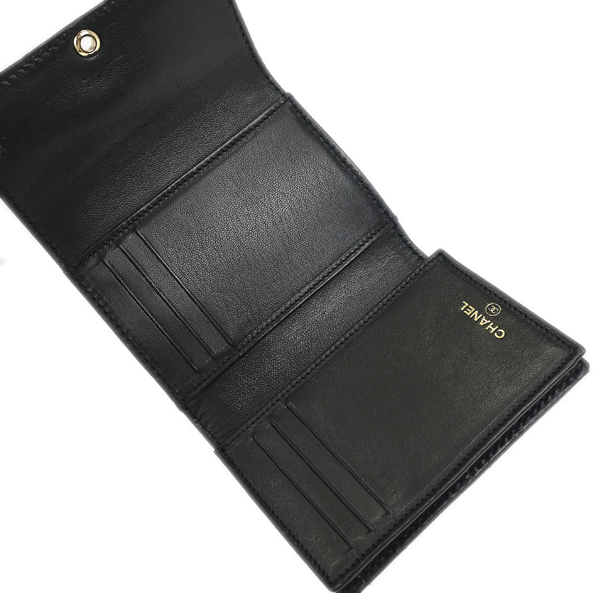 Chanel 1997-1999 Black Caviar Skin Trifold Cardholder – AMORE