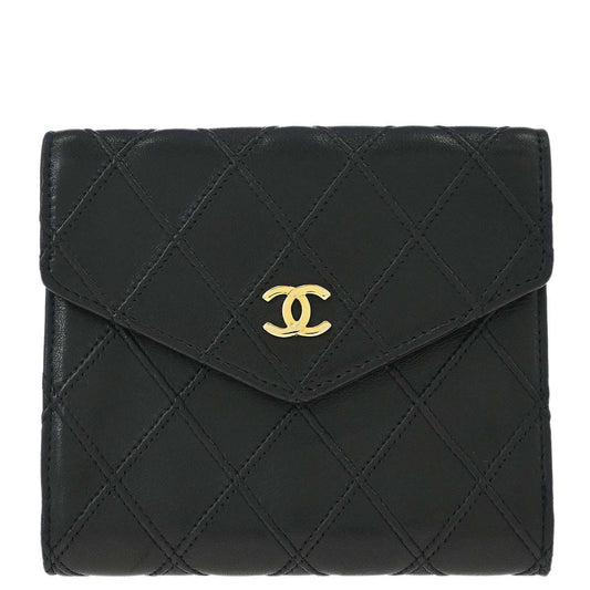 Chanel 1991-1994 Black Lambskin Bicolore Bifold Wallet