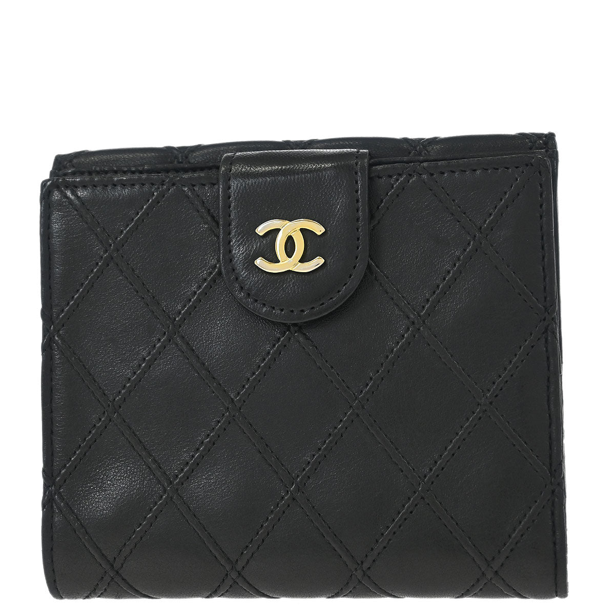 Chanel 1991-1994 Black Lambskin Bicolore Bifold Wallet