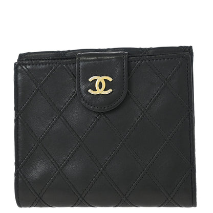 Chanel 1991-1994 Black Lambskin Bicolore Bifold Wallet