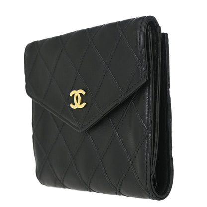 Chanel 1991-1994 Black Lambskin Bicolore Bifold Wallet