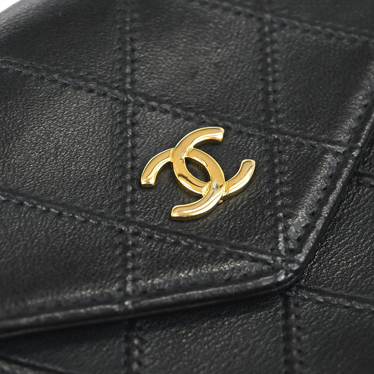 Chanel 1991-1994 Black Lambskin Bicolore Bifold Wallet