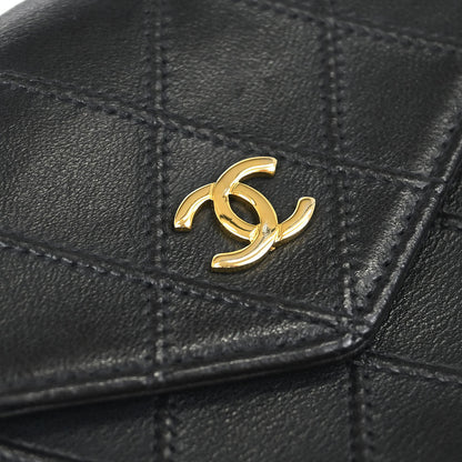 Chanel 1991-1994 Black Lambskin Bicolore Bifold Wallet
