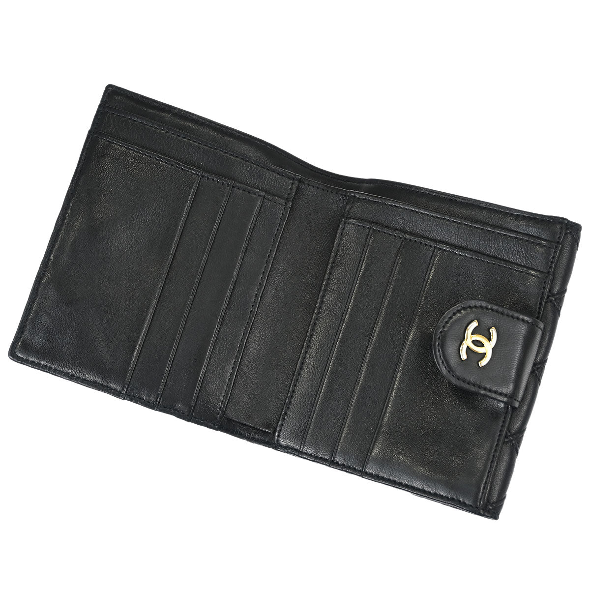 Chanel 1991-1994 Black Lambskin Bicolore Bifold Wallet