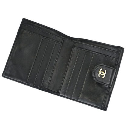 Chanel 1991-1994 Black Lambskin Bicolore Bifold Wallet