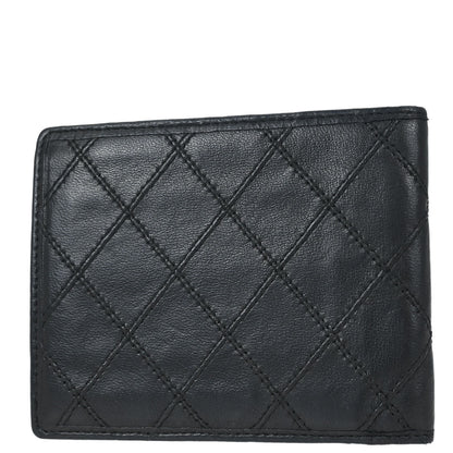 Chanel 1986-1988 Black Lambskin Bicolore Bifold Wallet