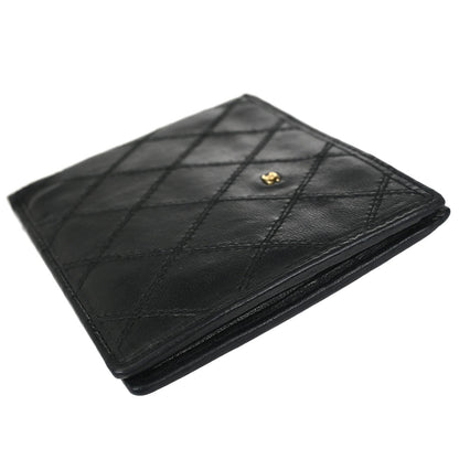 Chanel 1986-1988 Black Lambskin Bicolore Bifold Wallet