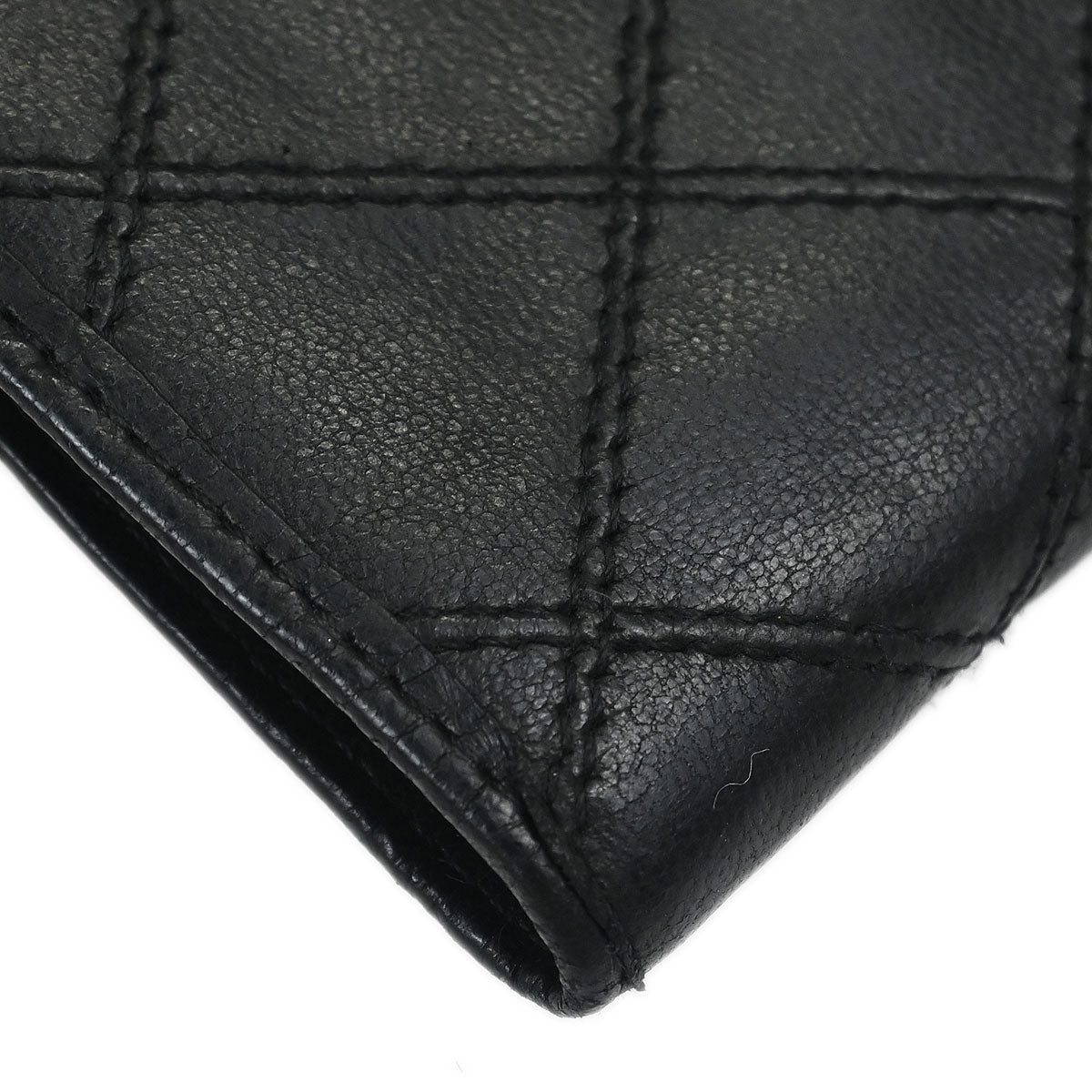 Chanel 1986-1988 Black Lambskin Bicolore Bifold Wallet