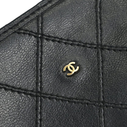 Chanel 1986-1988 Black Lambskin Bicolore Bifold Wallet