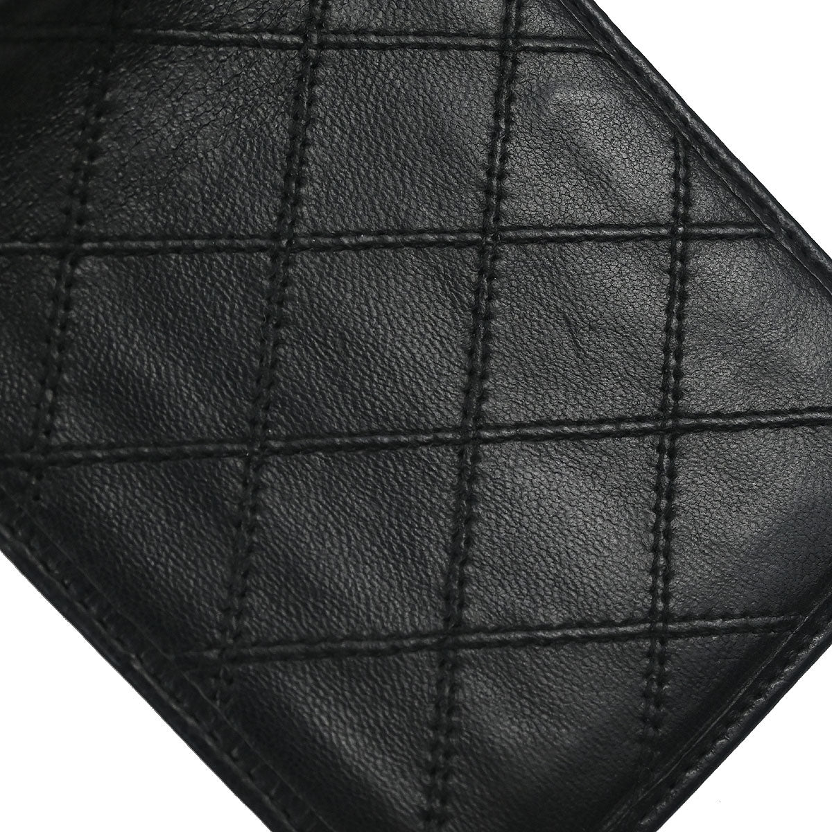 Chanel 1986-1988 Black Lambskin Bicolore Bifold Wallet