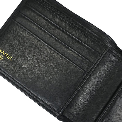 Chanel 1986-1988 Black Lambskin Bicolore Bifold Wallet