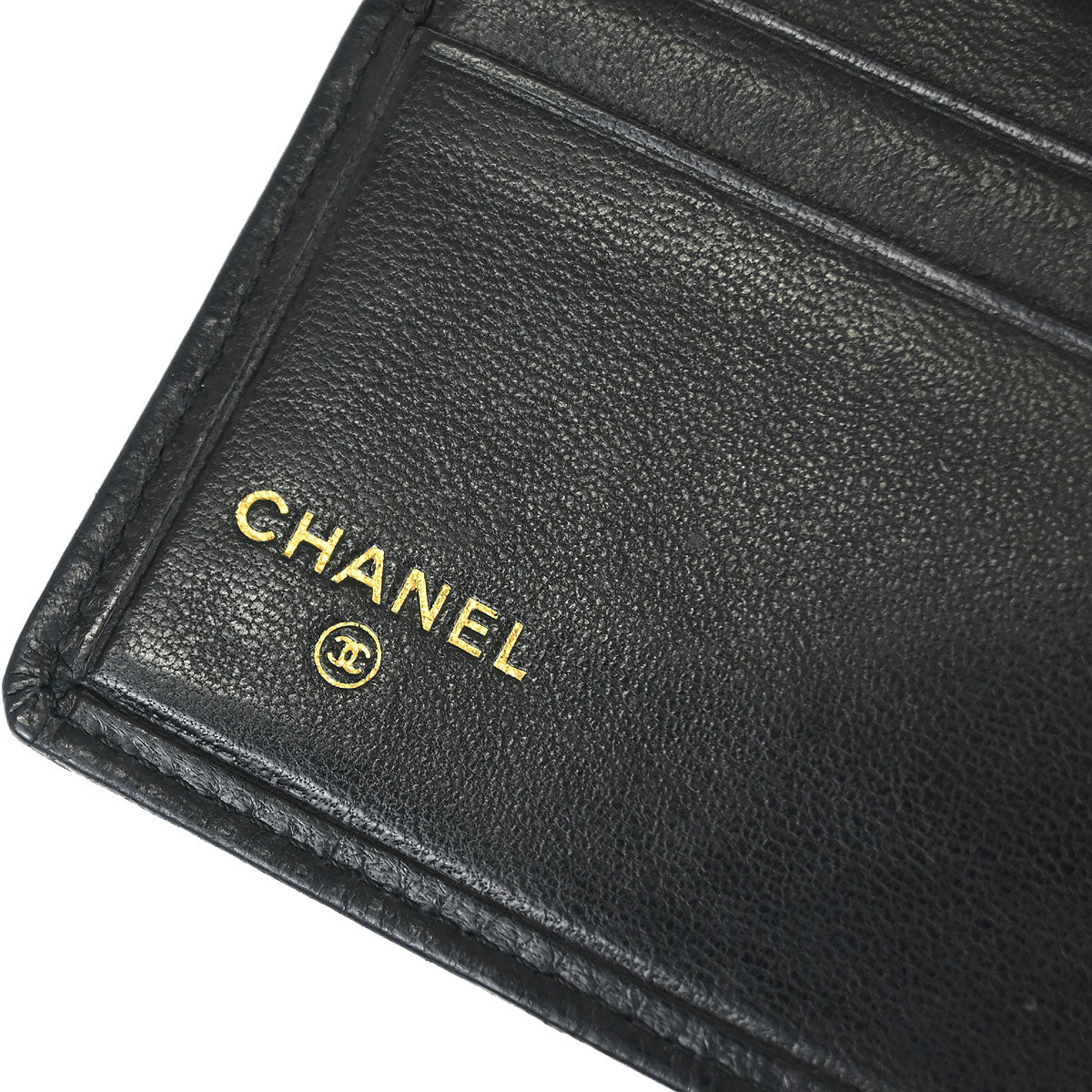 Chanel 1986-1988 Black Lambskin Bicolore Bifold Wallet