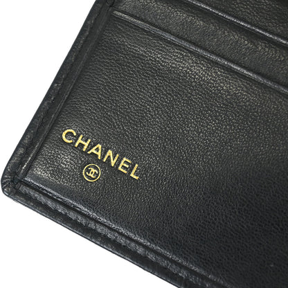 Chanel 1986-1988 Black Lambskin Bicolore Bifold Wallet
