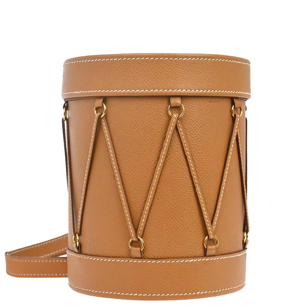 Hermes Natural Courchevel Sac Tambour Shoulder Bag
