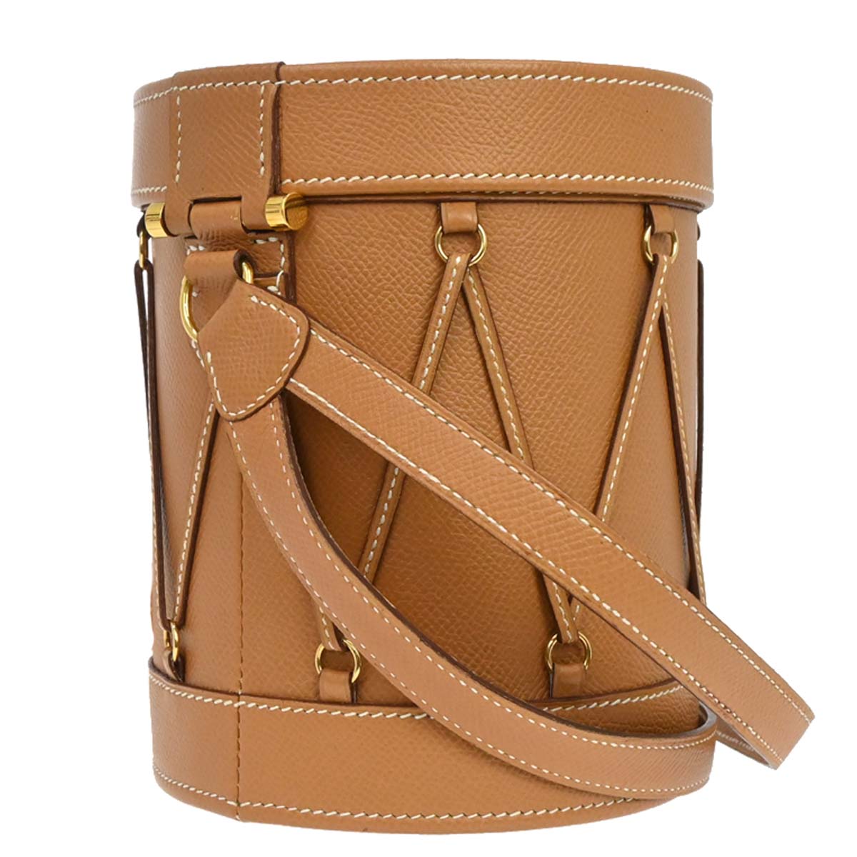 Hermes Natural Courchevel Sac Tambour Shoulder Bag