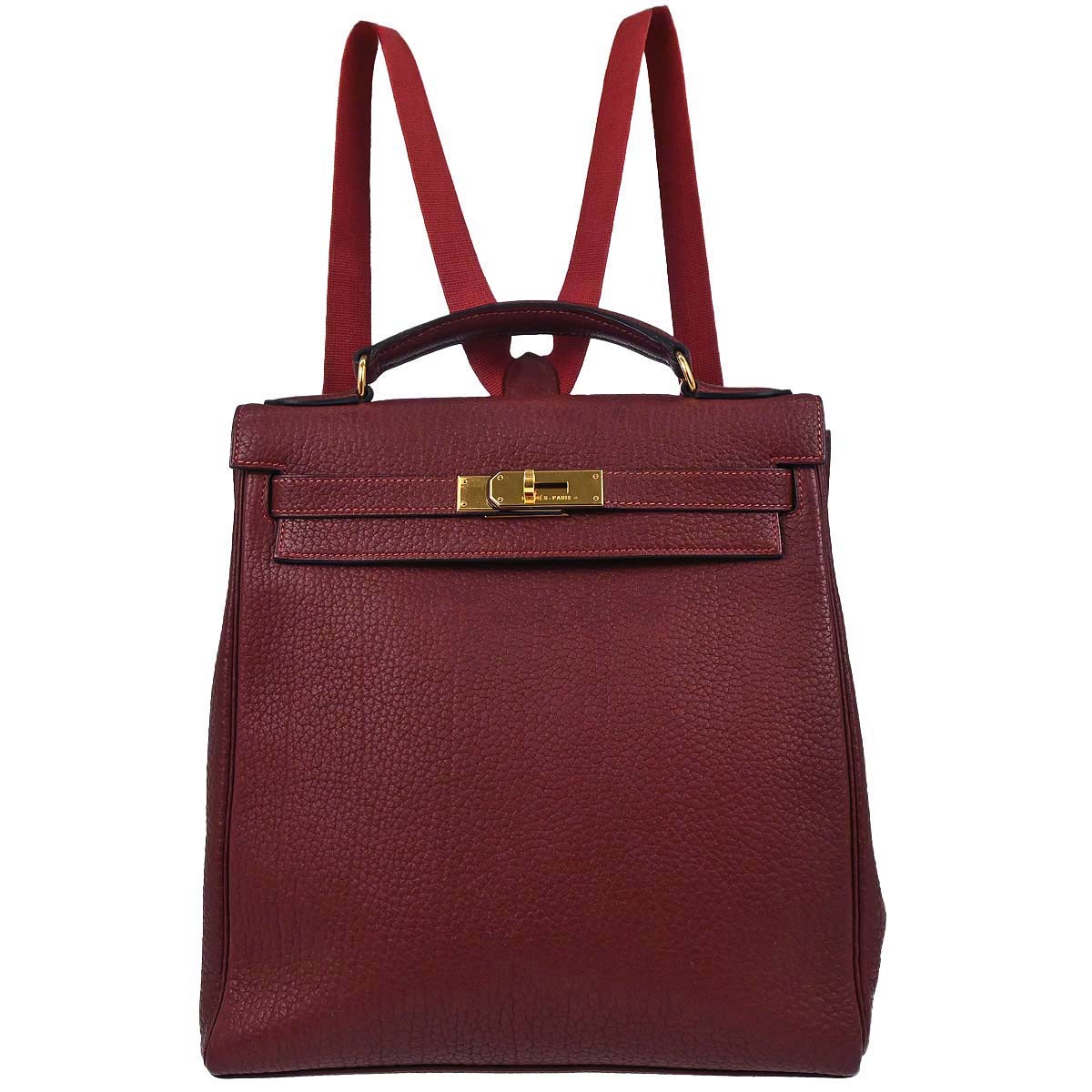 Hermes Rouge H Fjord Kelly A Dos GM Backpack