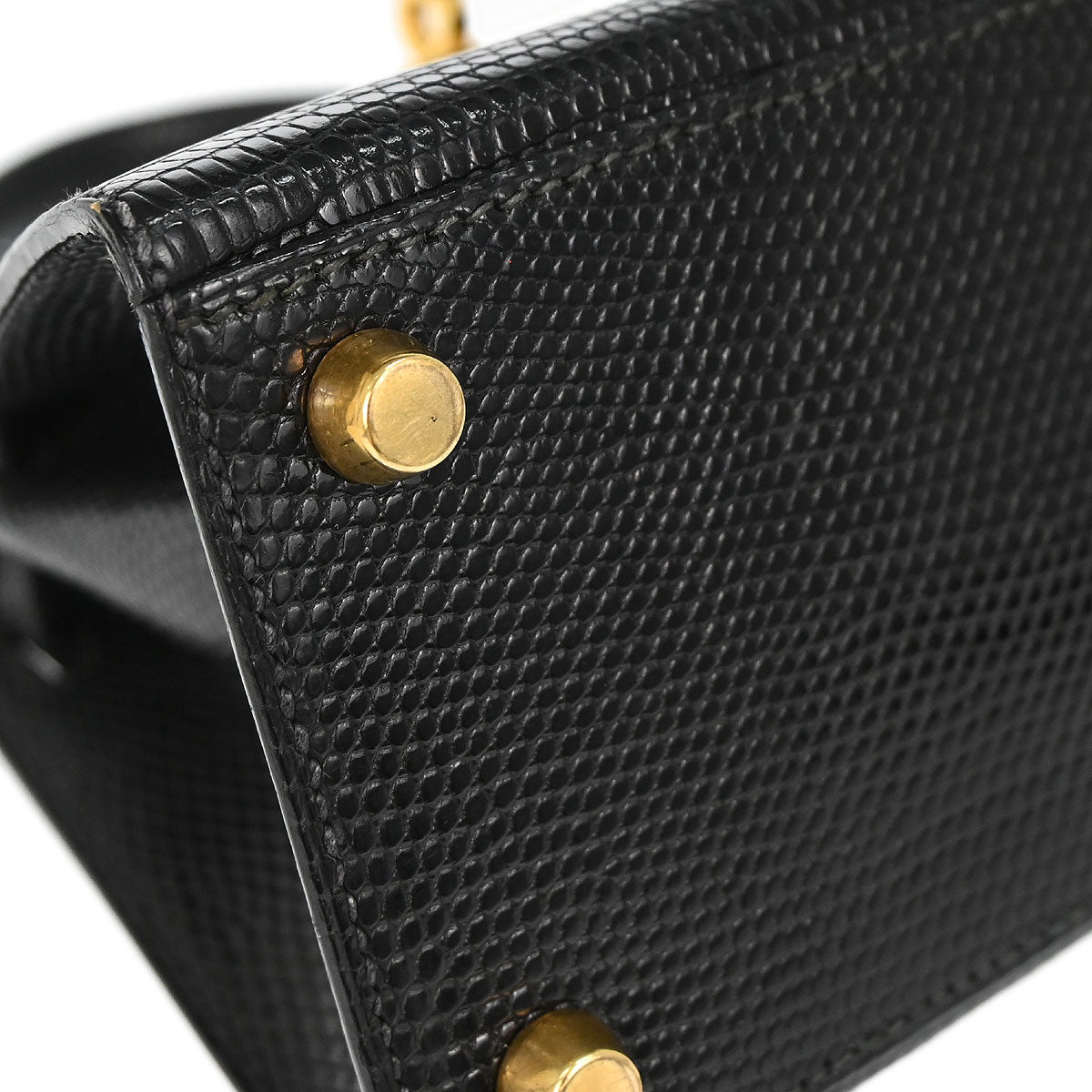 Hermes * Black Lizard Kelly 20 Sellier 2way Shoulder Handbag