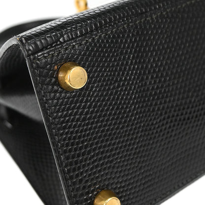 Hermes * Black Lizard Kelly 20 Sellier 2way Shoulder Handbag