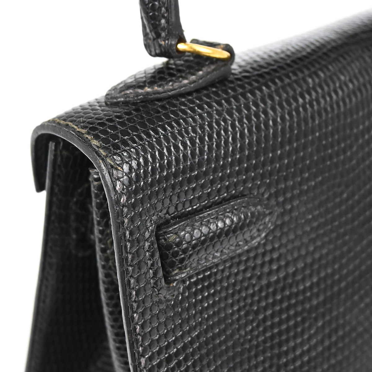 Hermes * Black Lizard Kelly 20 Sellier 2way Shoulder Handbag