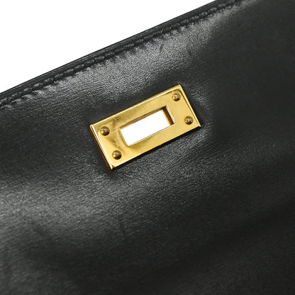 Hermes * Black Lizard Kelly 20 Sellier 2way Shoulder Handbag