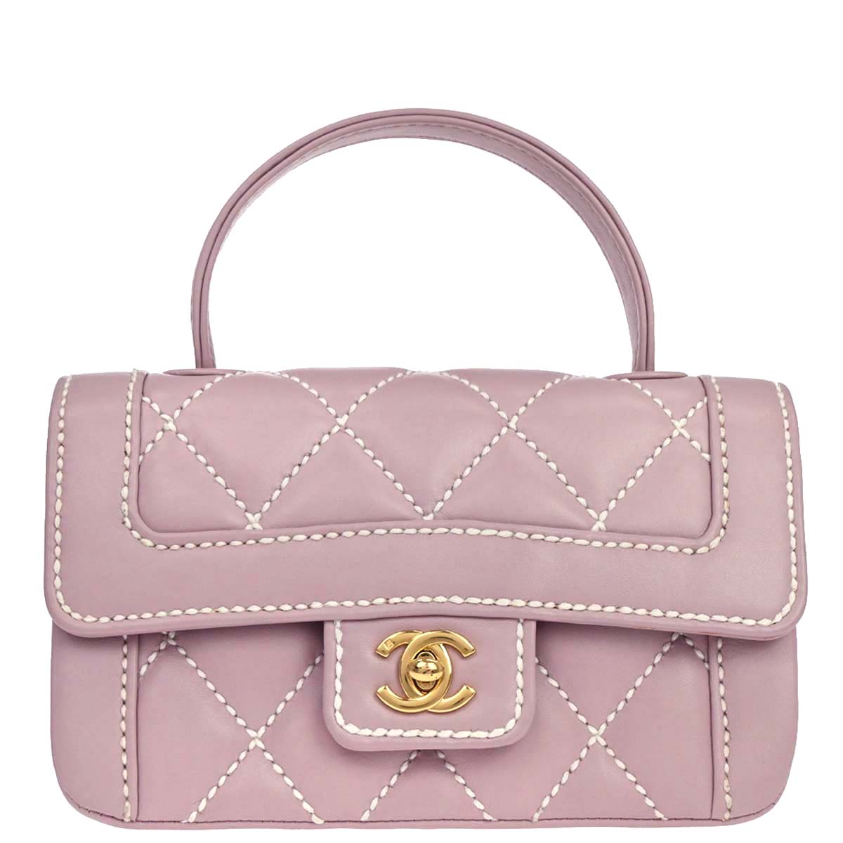Chanel 2005-2006 Purple Calfskin Wild Stitch Handbag