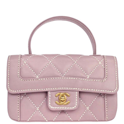 Chanel 2005-2006 Purple Calfskin Wild Stitch Handbag