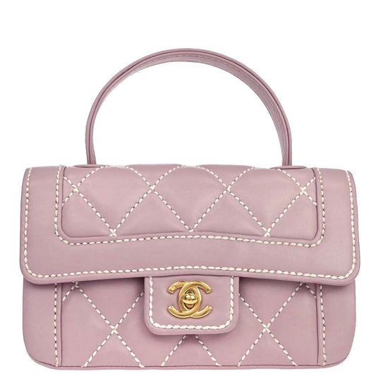 Chanel 2005-2006 Purple Calfskin Wild Stitch Handbag