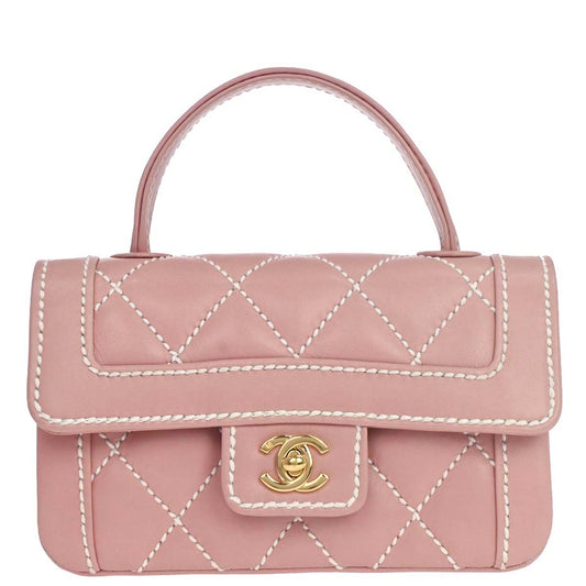 Chanel 2005-2006 Pink Calfskin Wild Stitch Handbag