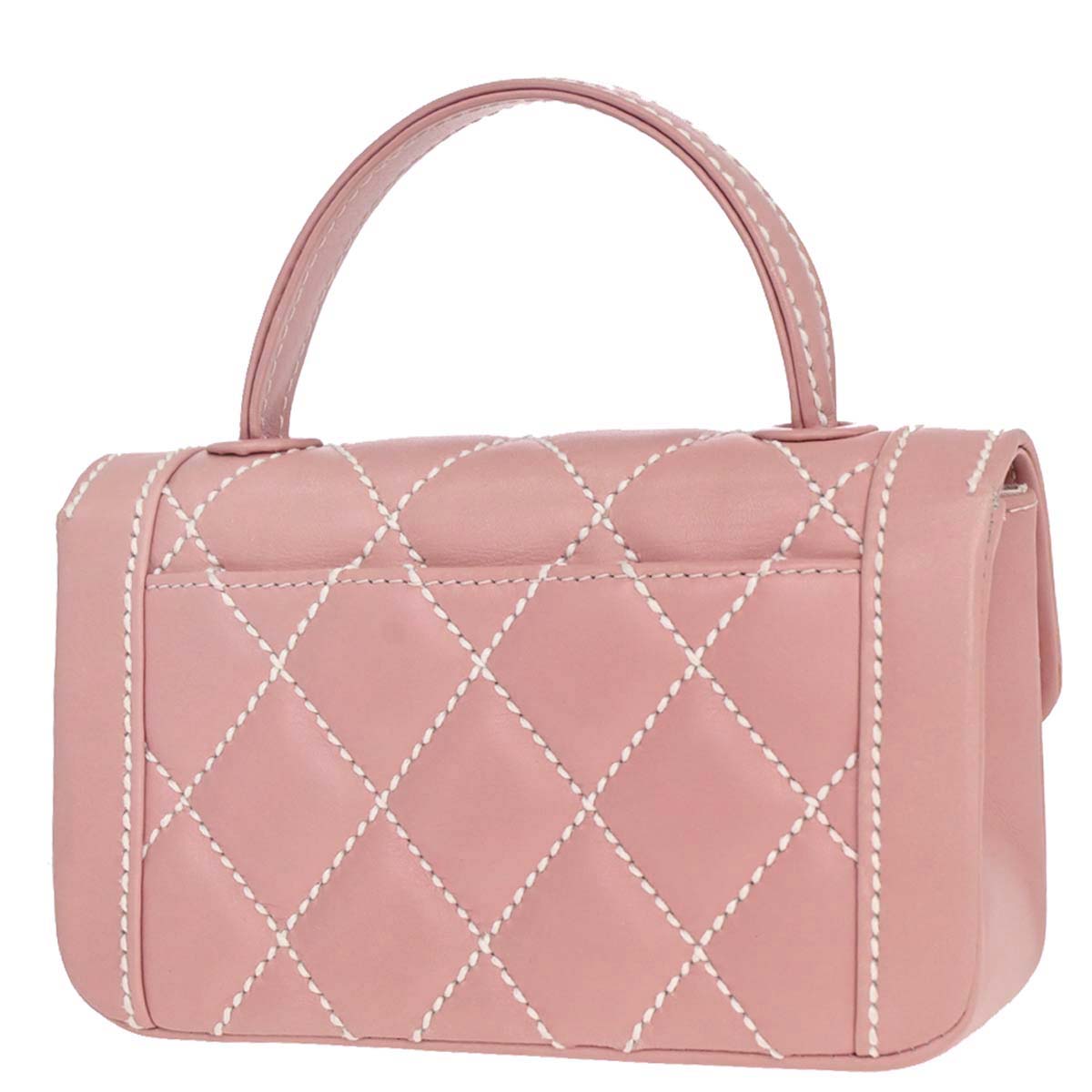 Chanel 2005-2006 Pink Calfskin Wild Stitch Handbag
