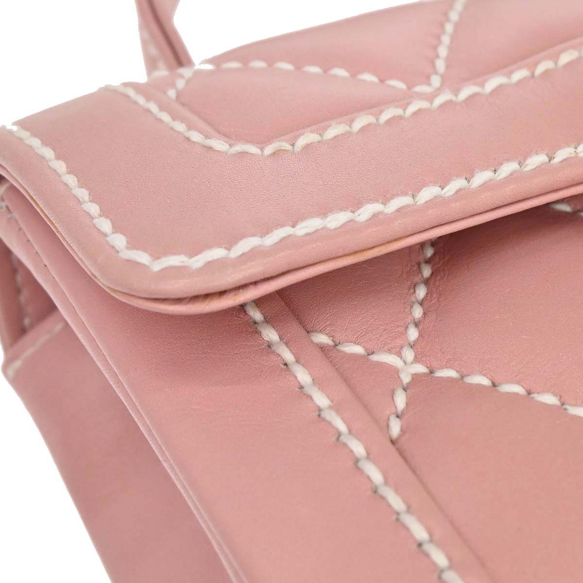 Chanel 2005-2006 Pink Calfskin Wild Stitch Handbag