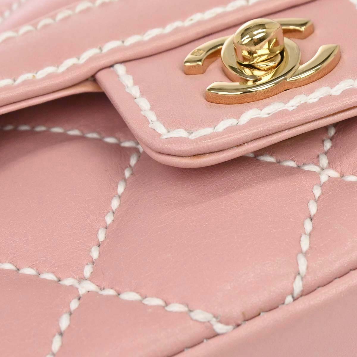 Chanel 2005-2006 Pink Calfskin Wild Stitch Handbag